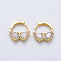 Gold Filled Double CZ Teardrop Cartilage Huggie Earrings