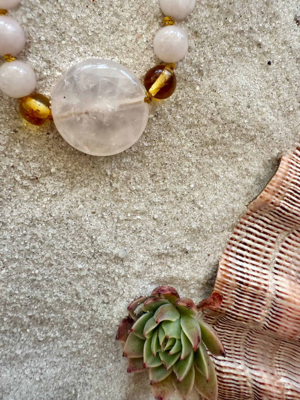 Rose Quartz & Honey Baltic Amber Necklace