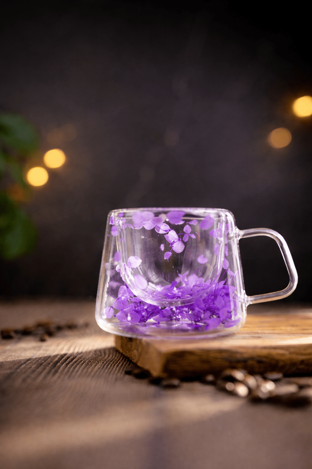Double Glass Flower Mug | Dried Floral Tea & Coffee Cup