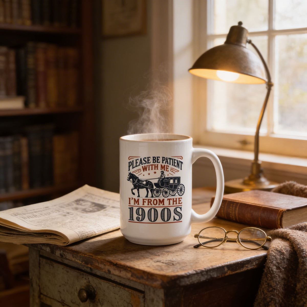 1900s Humor Mug | Vintage Horse Carriage Cup
