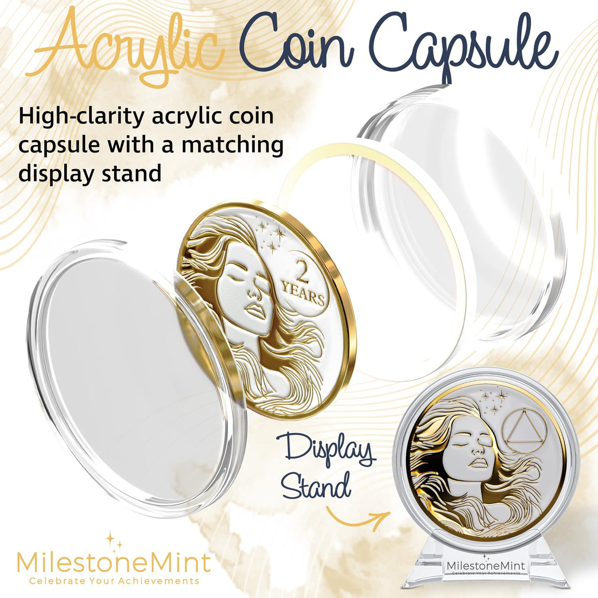 Woman's Serenity Token Sobriety Coin Gift Set - Gold