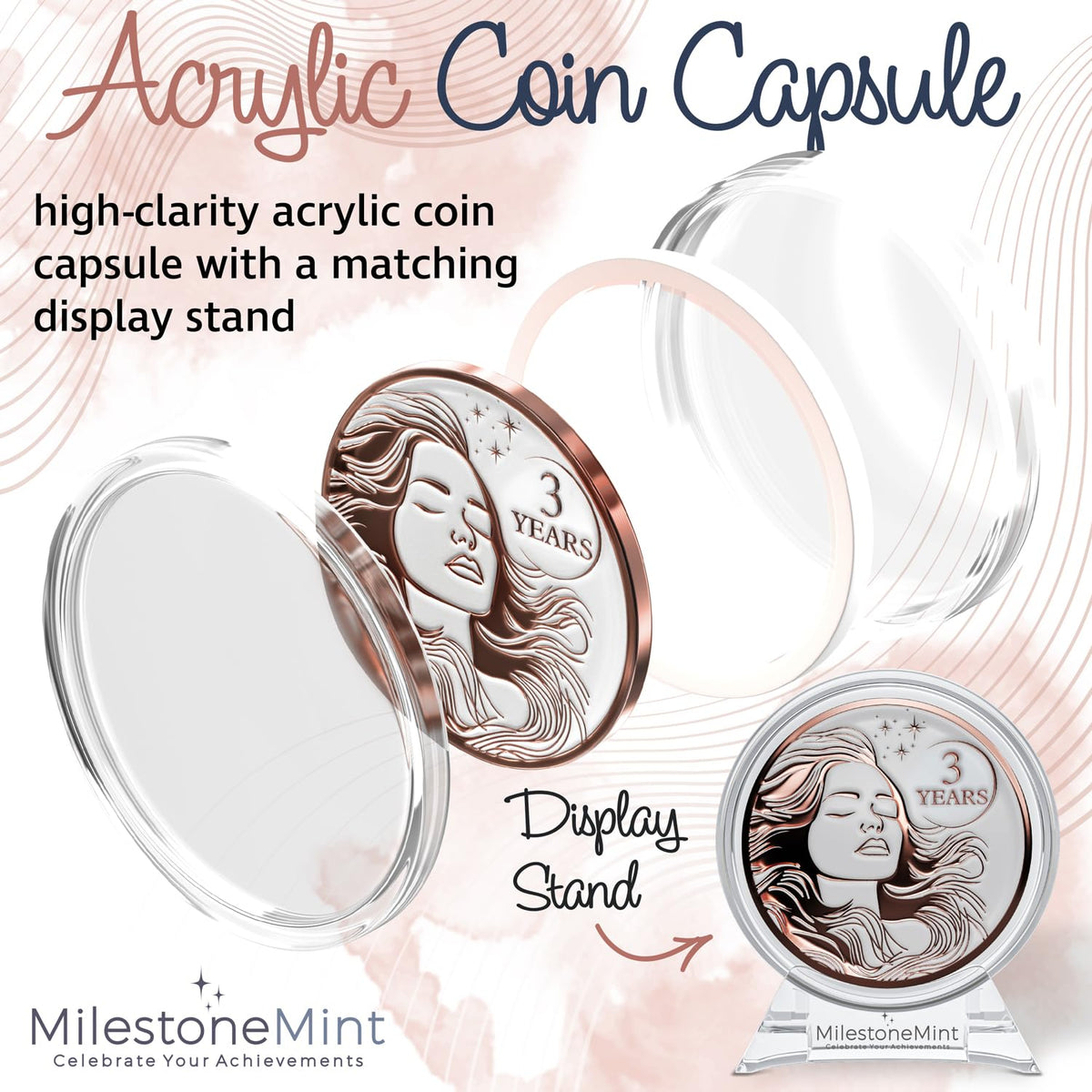 Woman's Serenity Token Sobriety Coin Gift Set Rose Gold