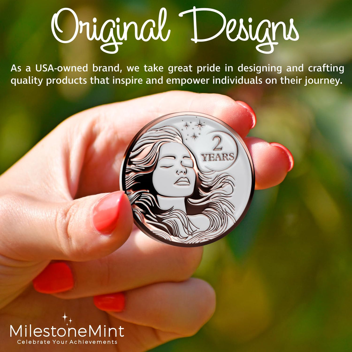 Woman's Serenity Token Sobriety Coin Gift Set Rose Gold