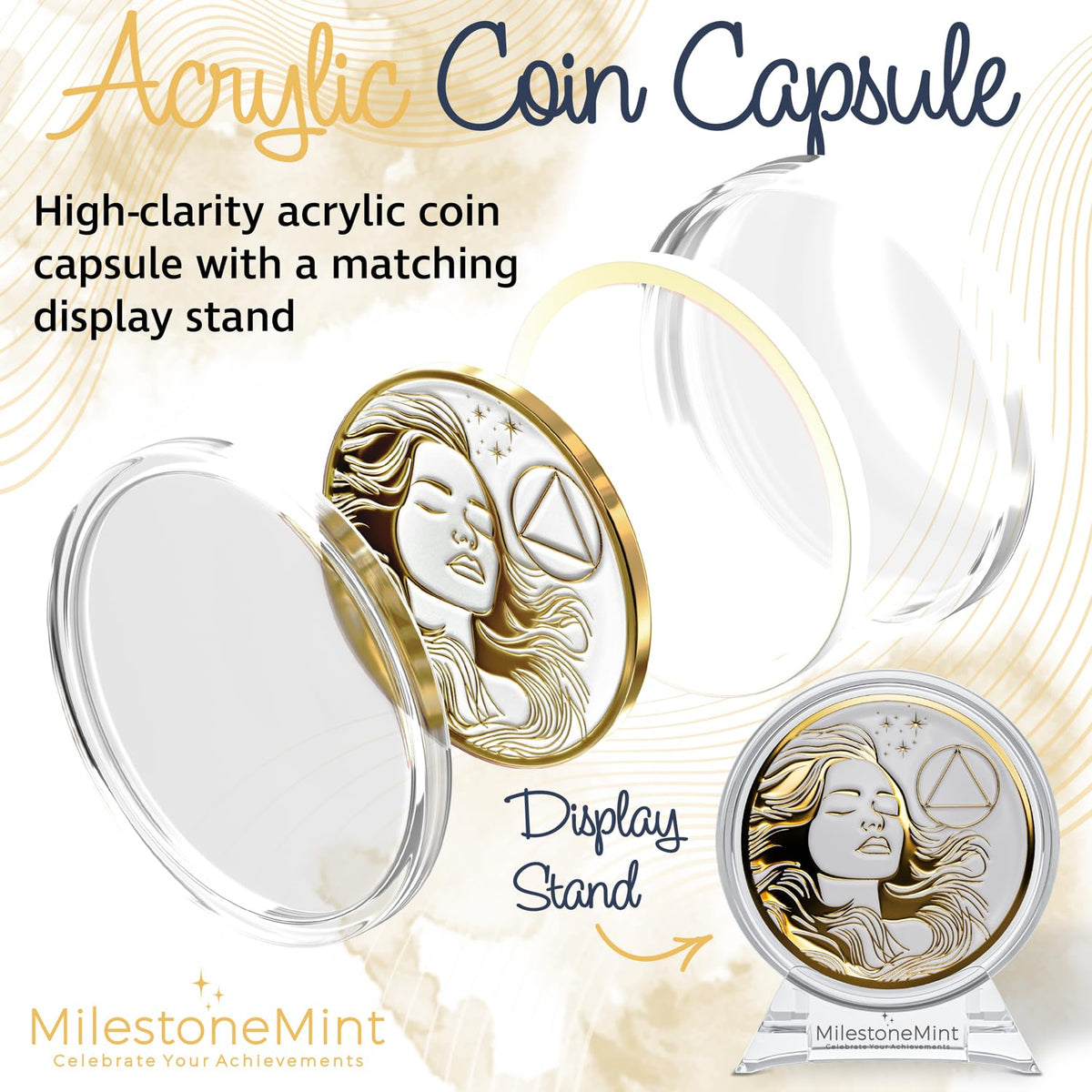 Woman's Serenity Token Sobriety Coin Gift Set - Gold