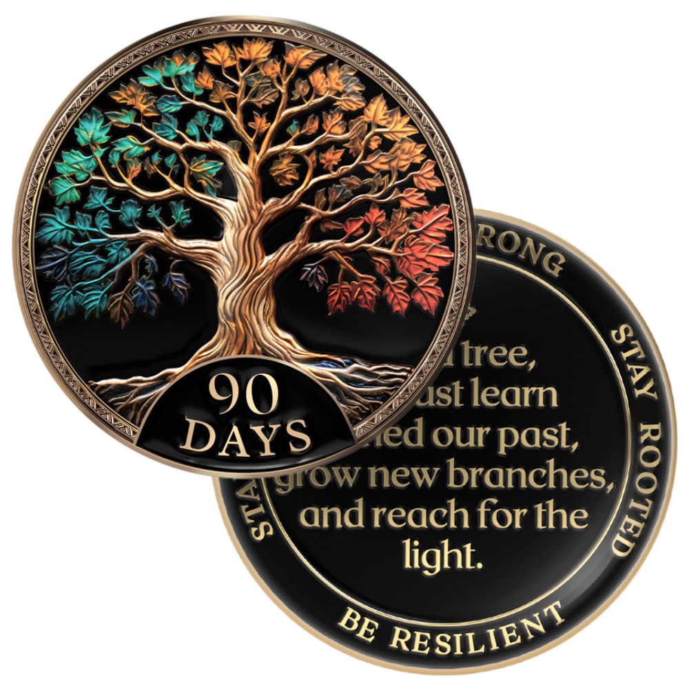 Tree of Life Affirmation Sobriety Coin Gift Set - Multicolor