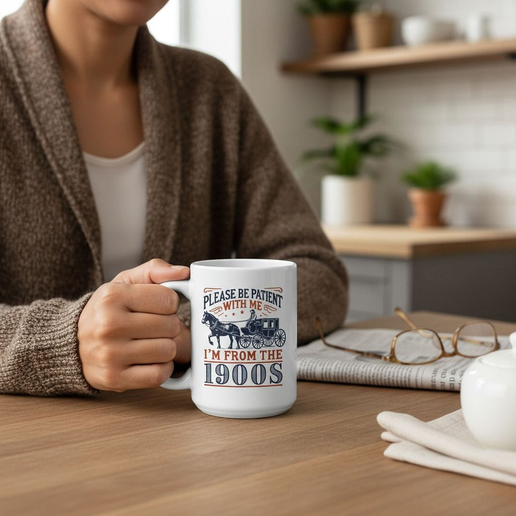 1900s Humor Mug | Vintage Horse Carriage Cup
