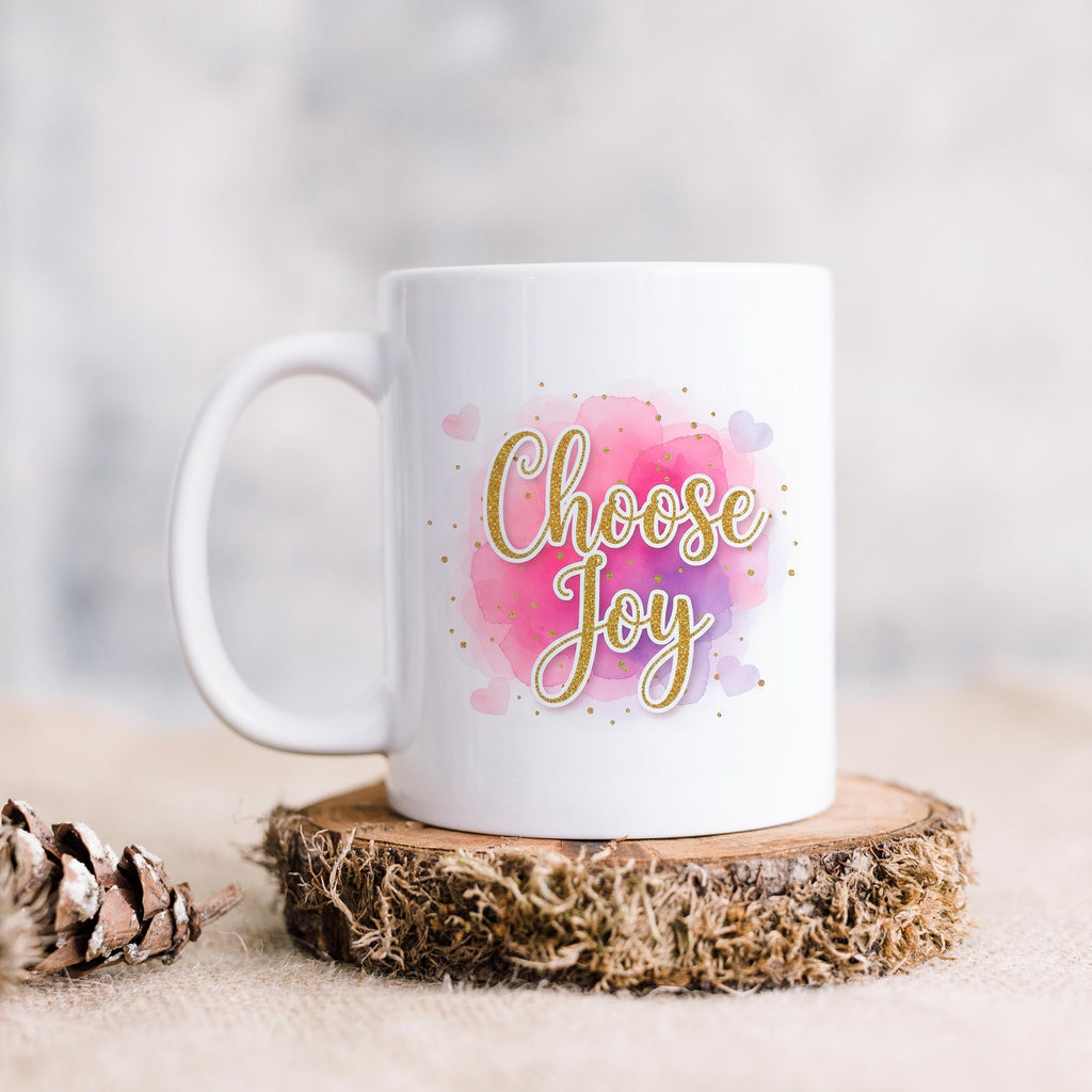 Choose Joy Mug | Pink Watercolor Ceramic Cup