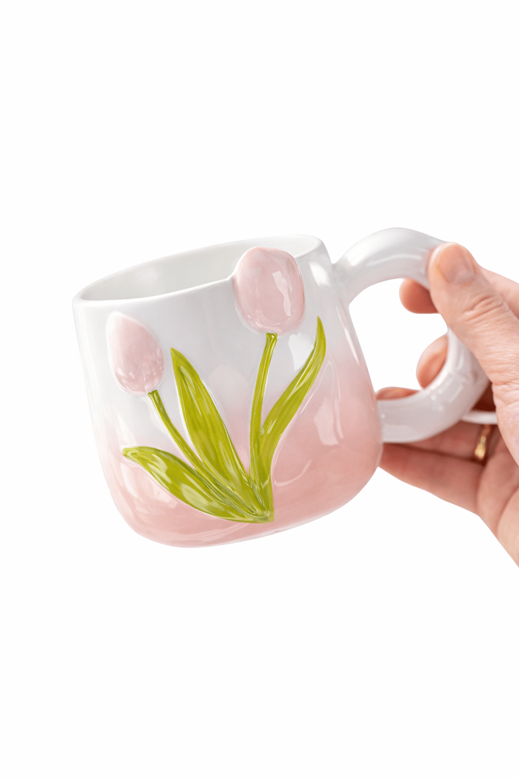 Hand-Painted Tulip Ceramic Mug | Pink, Blue or Yellow