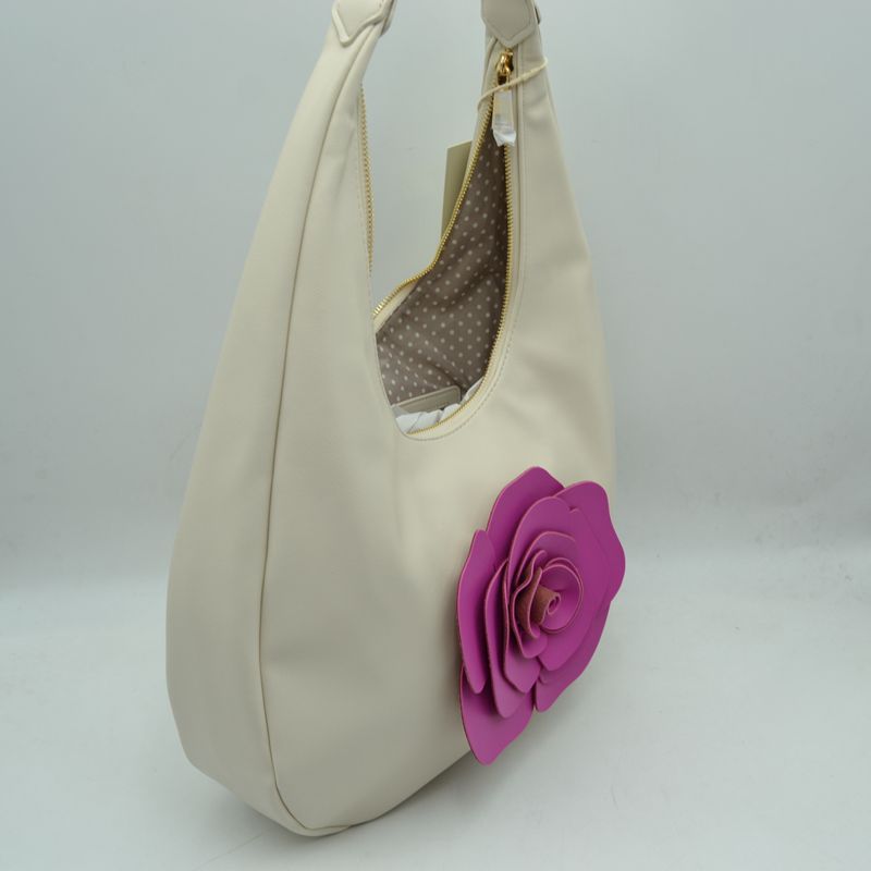Rose Appliqué Slouchy Hobo Bag