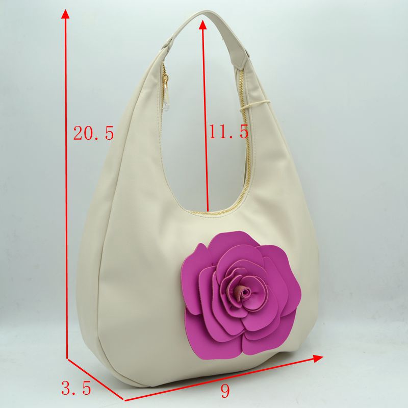 Rose Appliqué Slouchy Hobo Bag