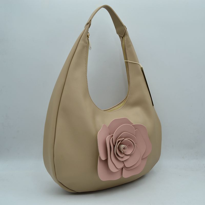 Rose Appliqué Slouchy Hobo Bag
