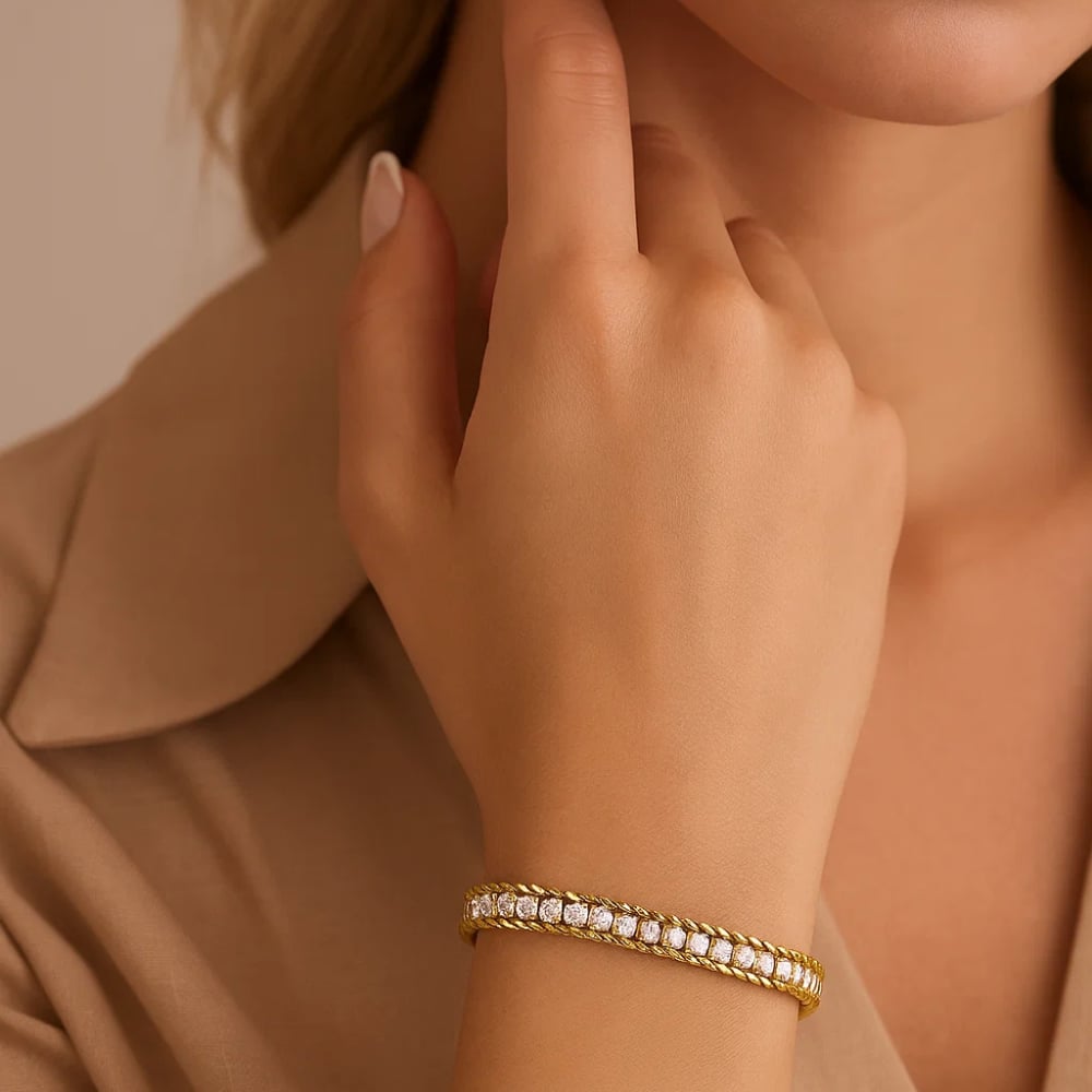 CZ Tennis Chain Bracelet in Gold