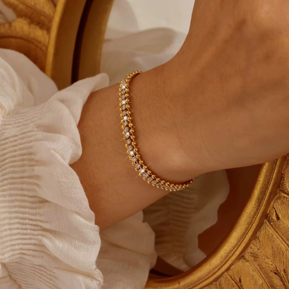 CZ Tennis Chain Bracelet in Gold