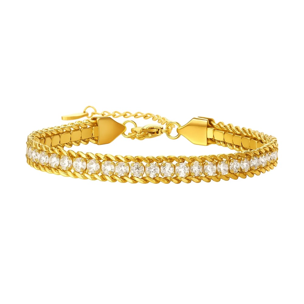 CZ Tennis Chain Bracelet in Gold