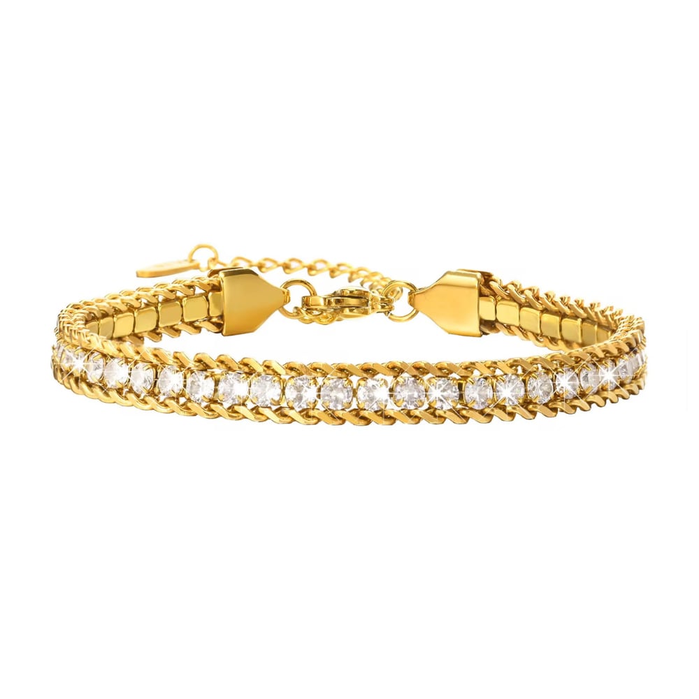CZ Tennis Chain Bracelet in Gold