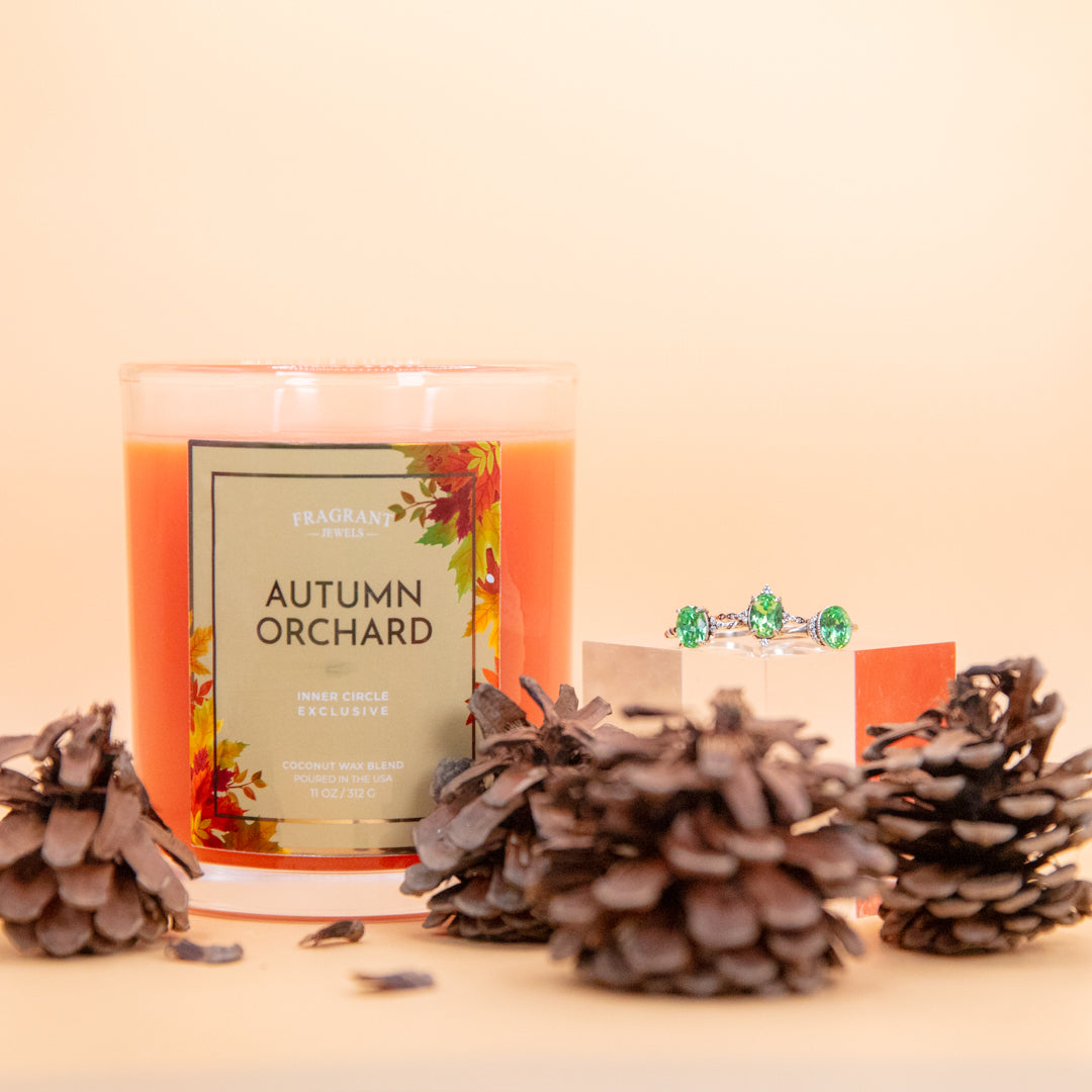 Autumn Orchard Candle & Bath Bomb Set with Hidden Rings