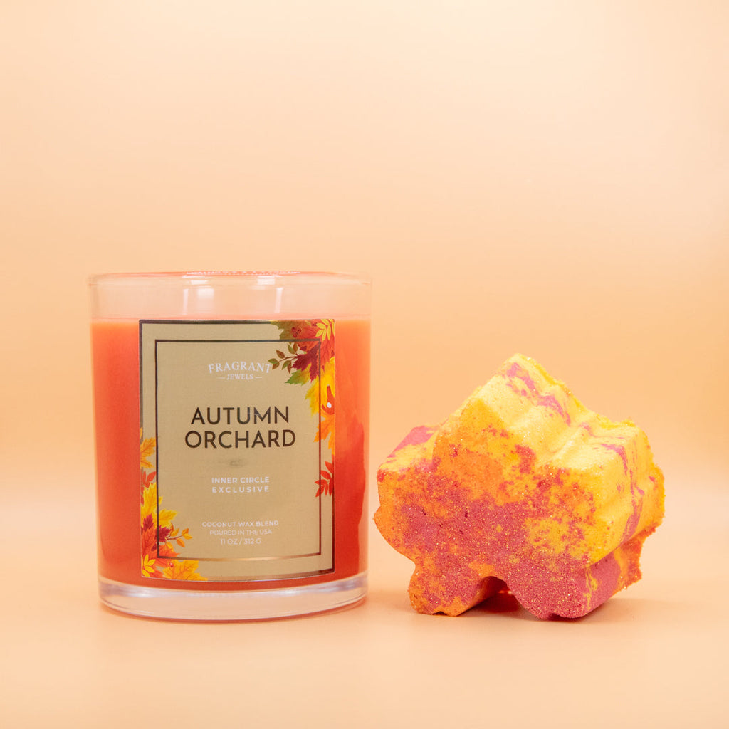 Autumn Orchard Candle & Bath Bomb Set with Hidden Rings