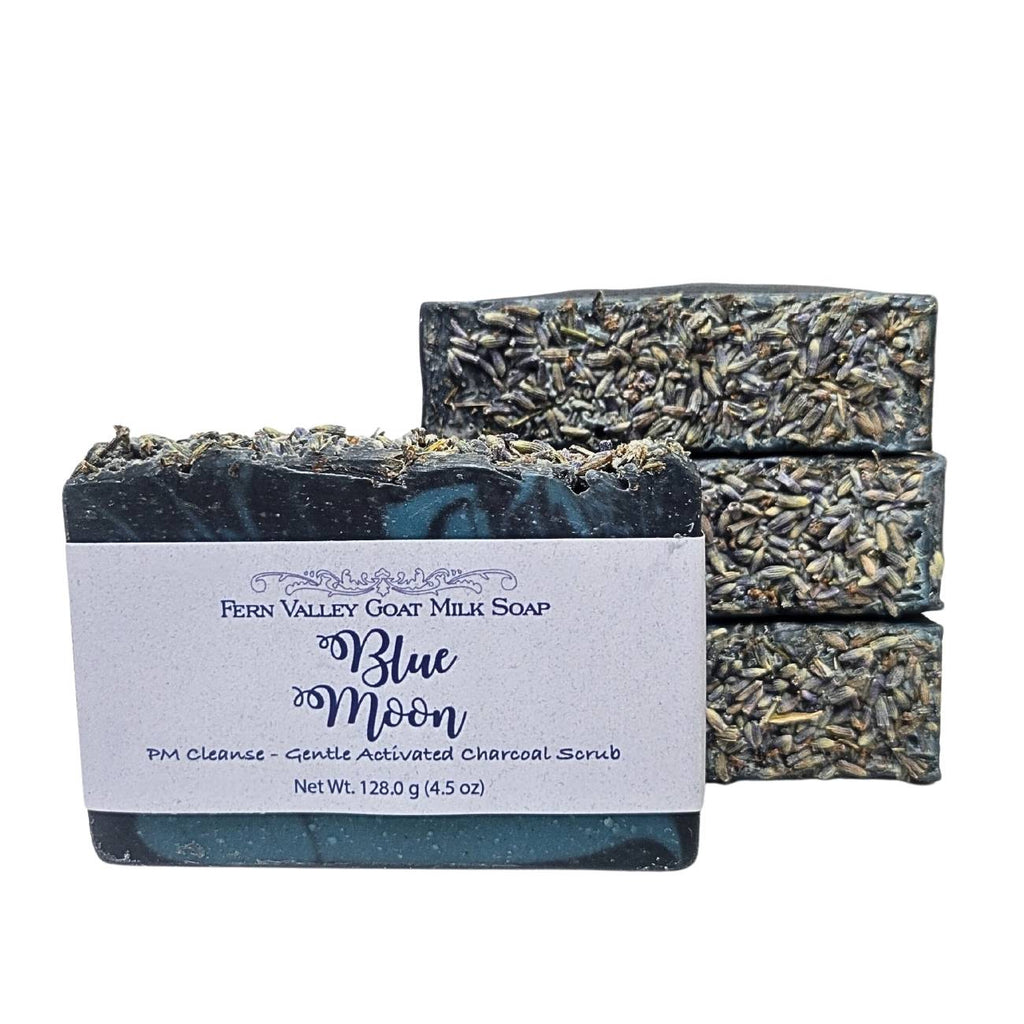 Blue Moon | PM Cleanse Goat Milk Soap Bar | Charcoal, Lavender & Chamomile
