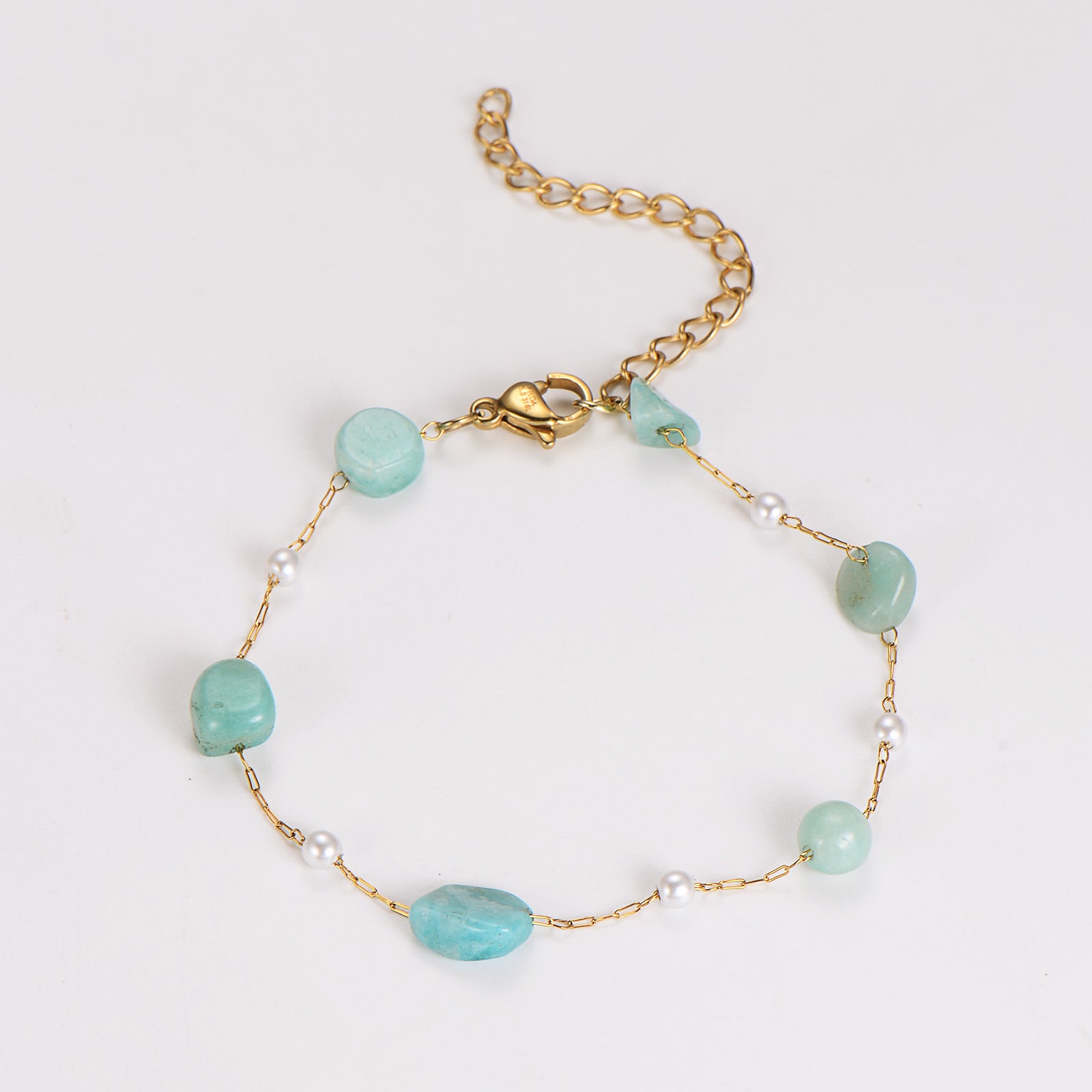 Amazonite & Pearl Chain Bracelet