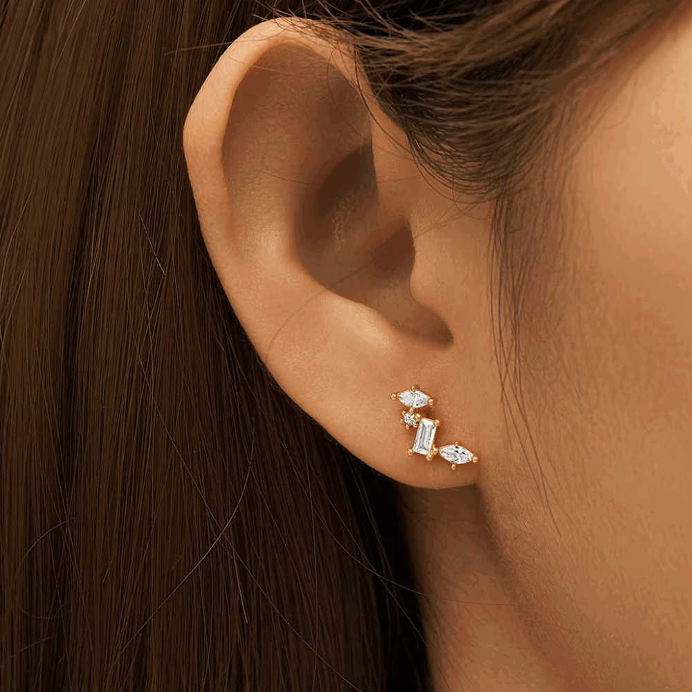 Celestial Cluster Earrings | AAAAA CZ in Gold & Silver