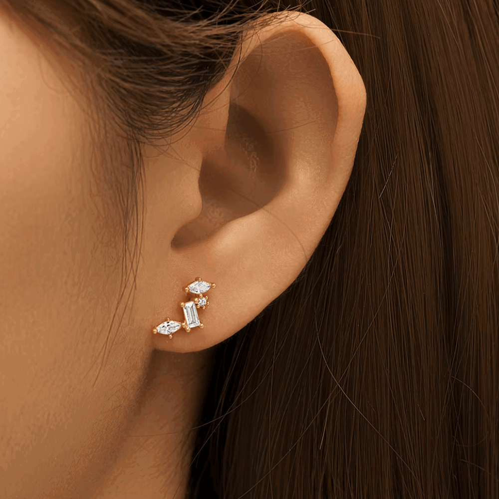 Celestial Cluster Earrings | AAAAA CZ in Gold & Silver