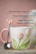 3D Tulip Ceramic Mug & Spoon Gift Set | Hand-Carved Floral Coffee Cup