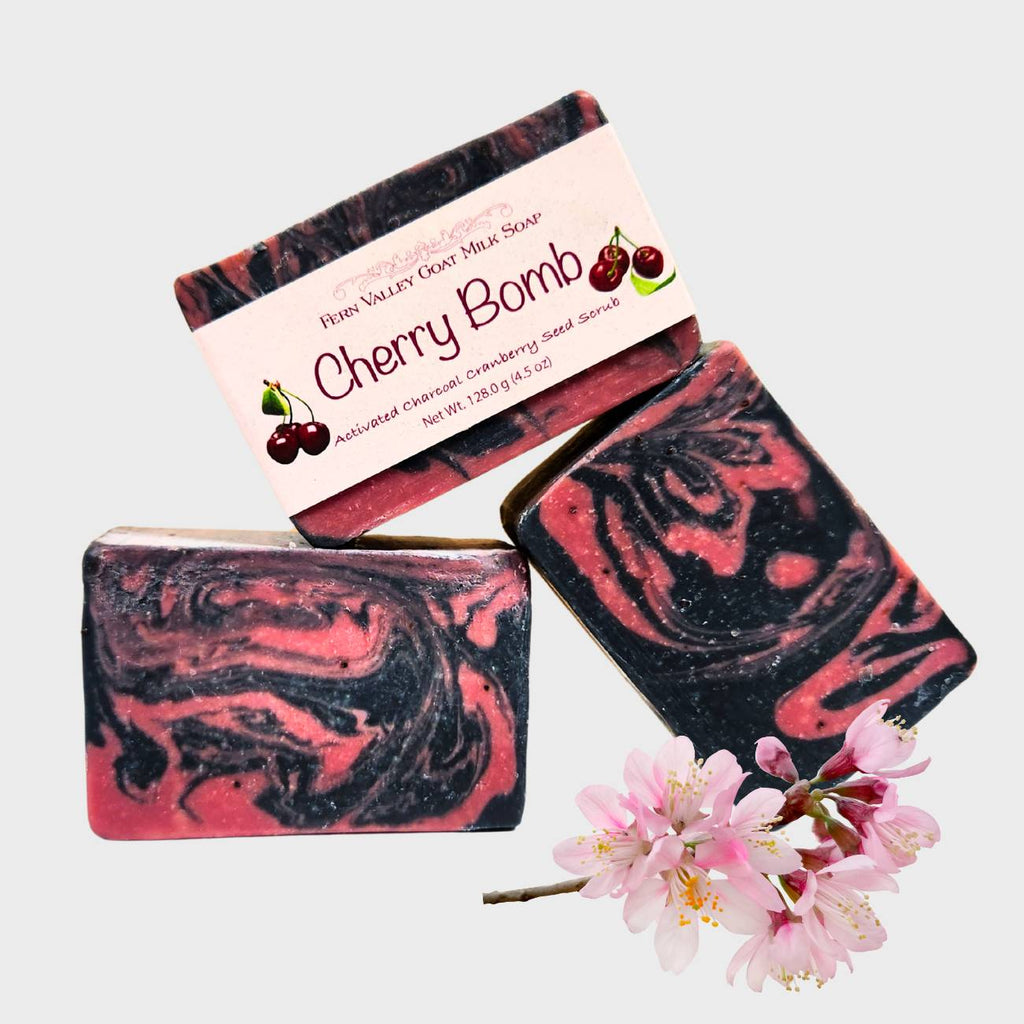 Cherry Bomb | Activated Charcoal & Cranberry Seed Scrub Soap Bar