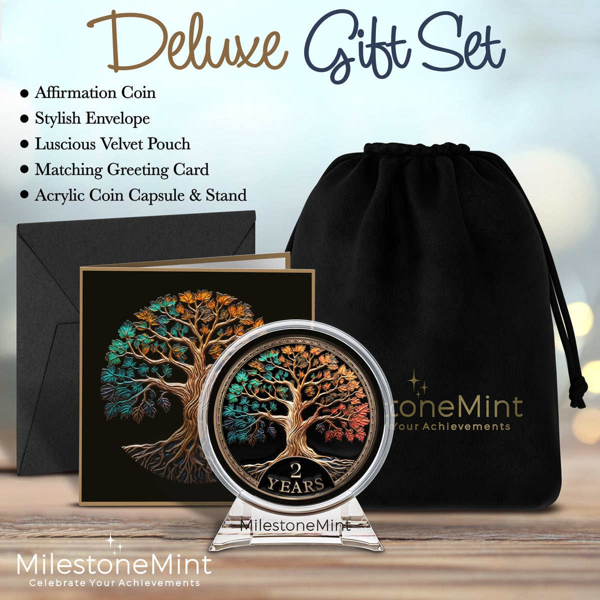 Tree of Life Affirmation Sobriety Coin Gift Set - Multicolor