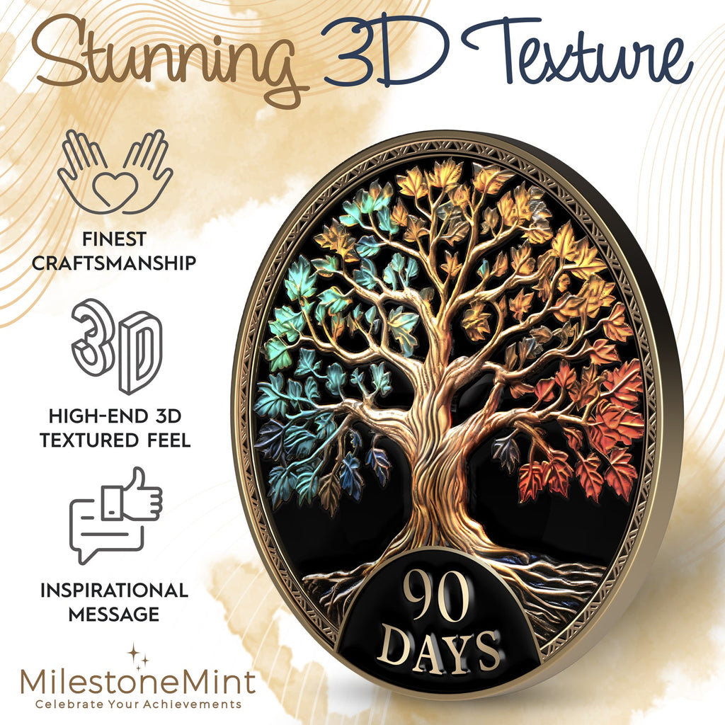 Tree of Life Affirmation Sobriety Coin Gift Set - Multicolor