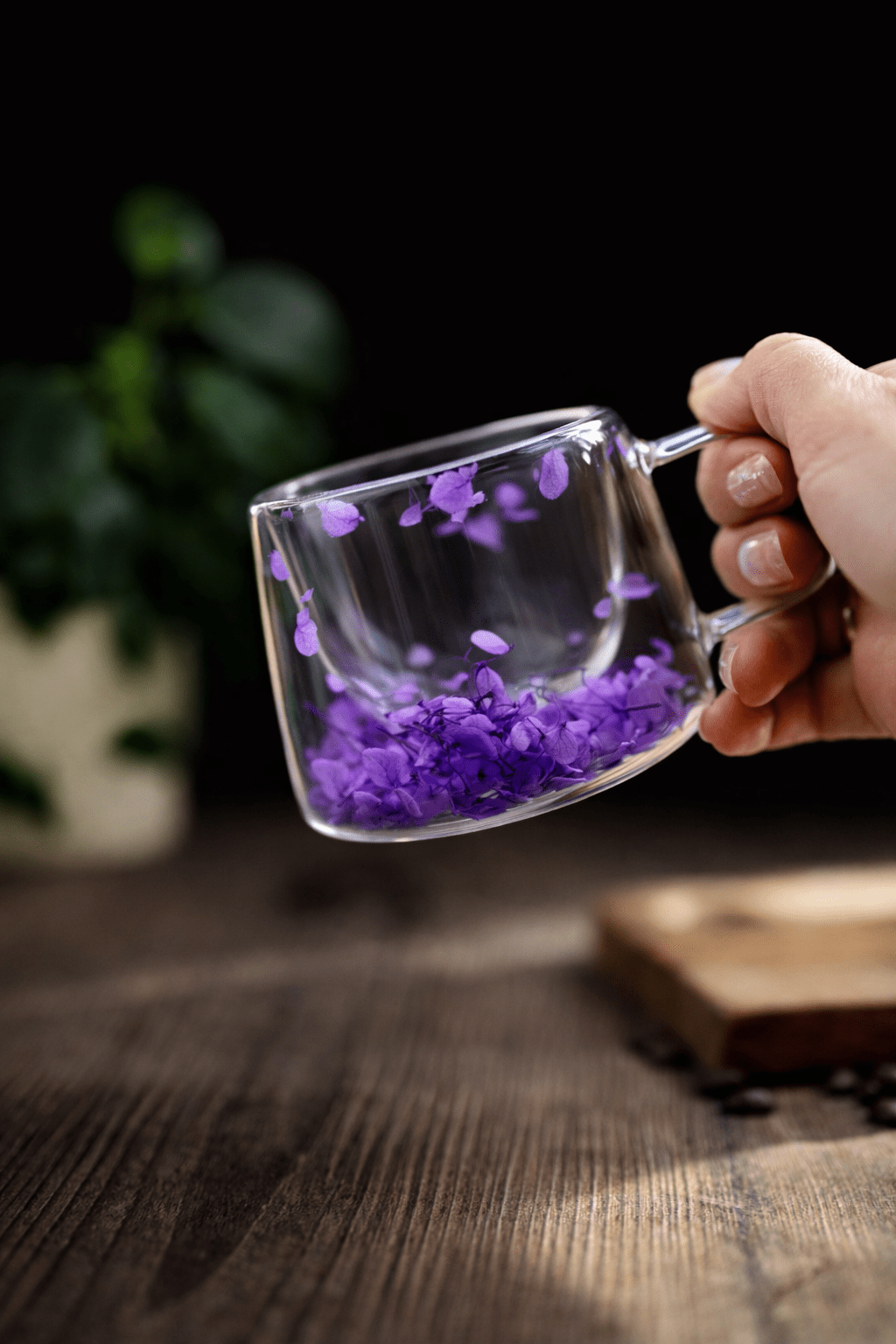 Double Glass Flower Mug | Dried Floral Tea & Coffee Cup