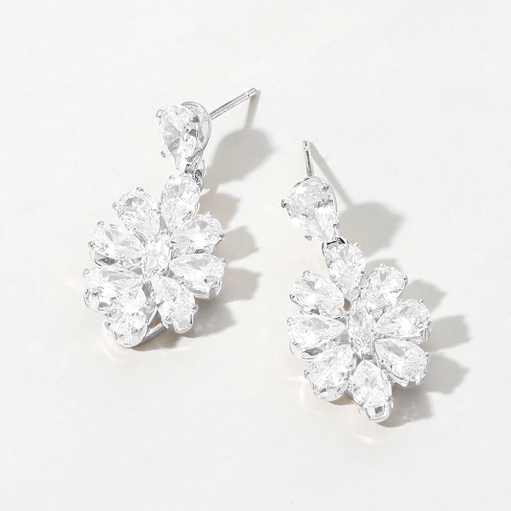 Clear Crystal Cluster Drop Earrings