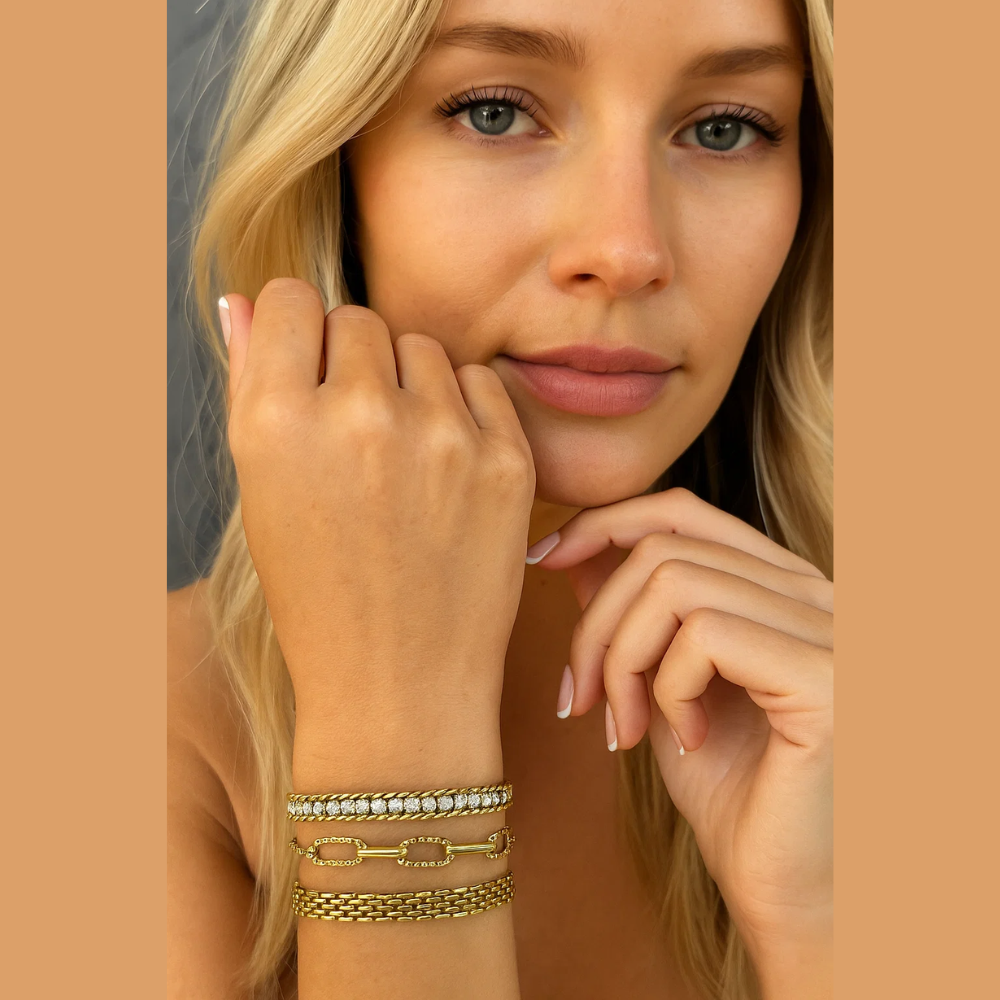 CZ Tennis Chain Bracelet in Gold