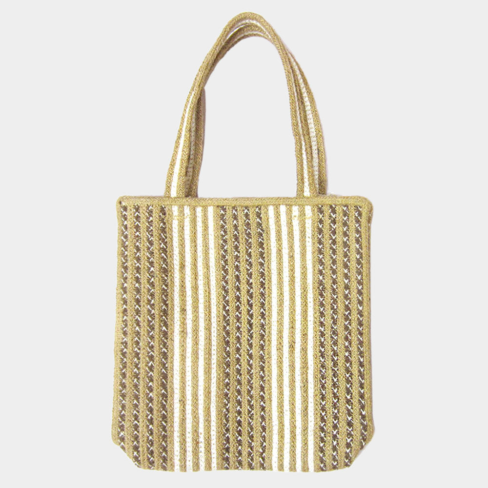 Neutral Striped Tote Bag