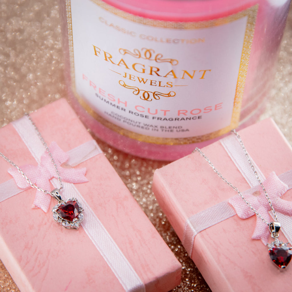 Fresh Cut Rose Jewel Candle | Hidden Pendant Necklace Inside