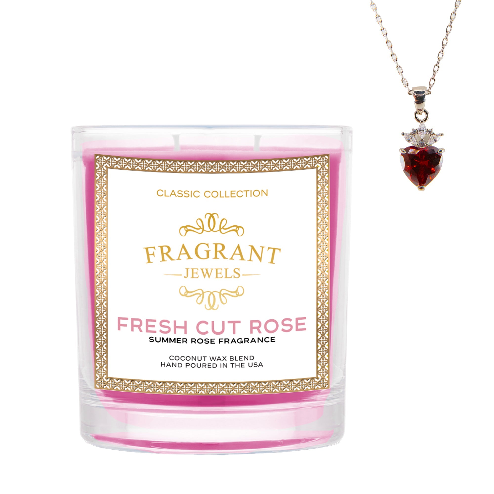 Fresh Cut Rose Jewel Candle | Hidden Pendant Necklace Inside
