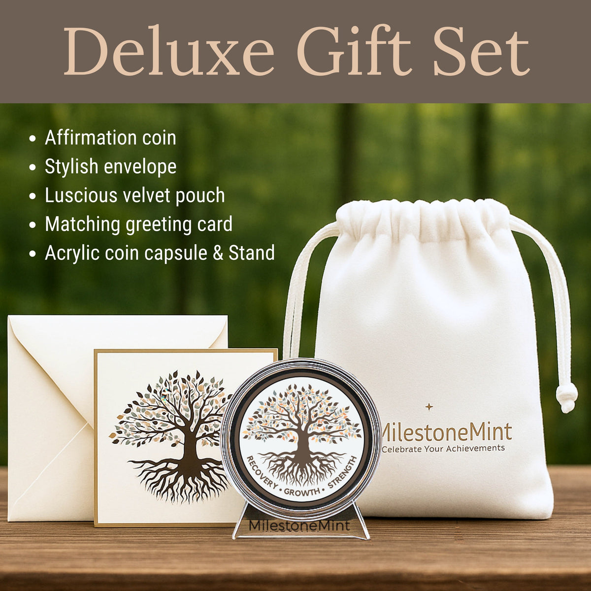 Tree of Life Affirmation Sobriety Coin Gift Set - Limited Edition
