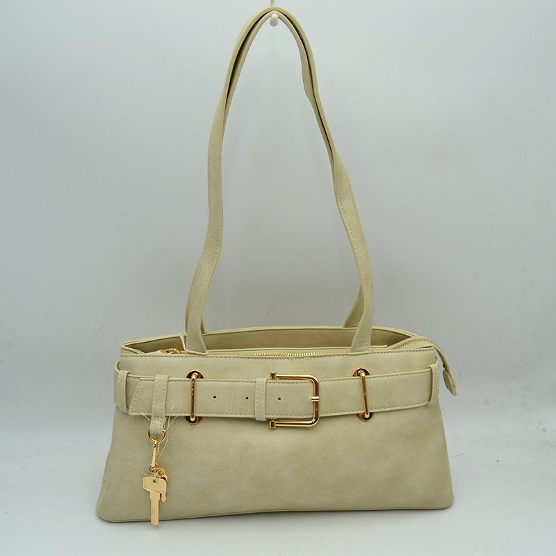 Structured Belted Shoulder Bag with Key Charm