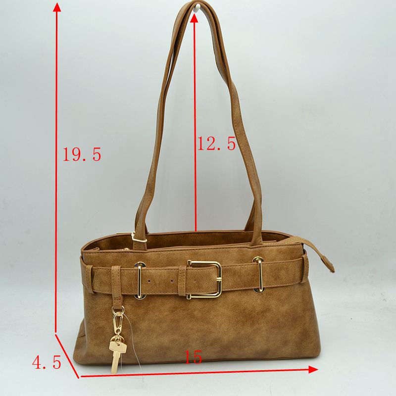Structured Belted Shoulder Bag with Key Charm