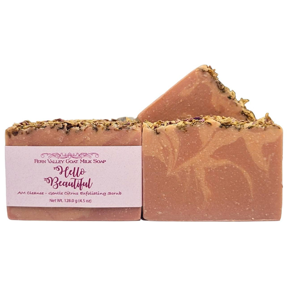 Hello Beautiful | AM Cleanse Goat Milk Soap Bar | Rose & Citrus Face Cleanser