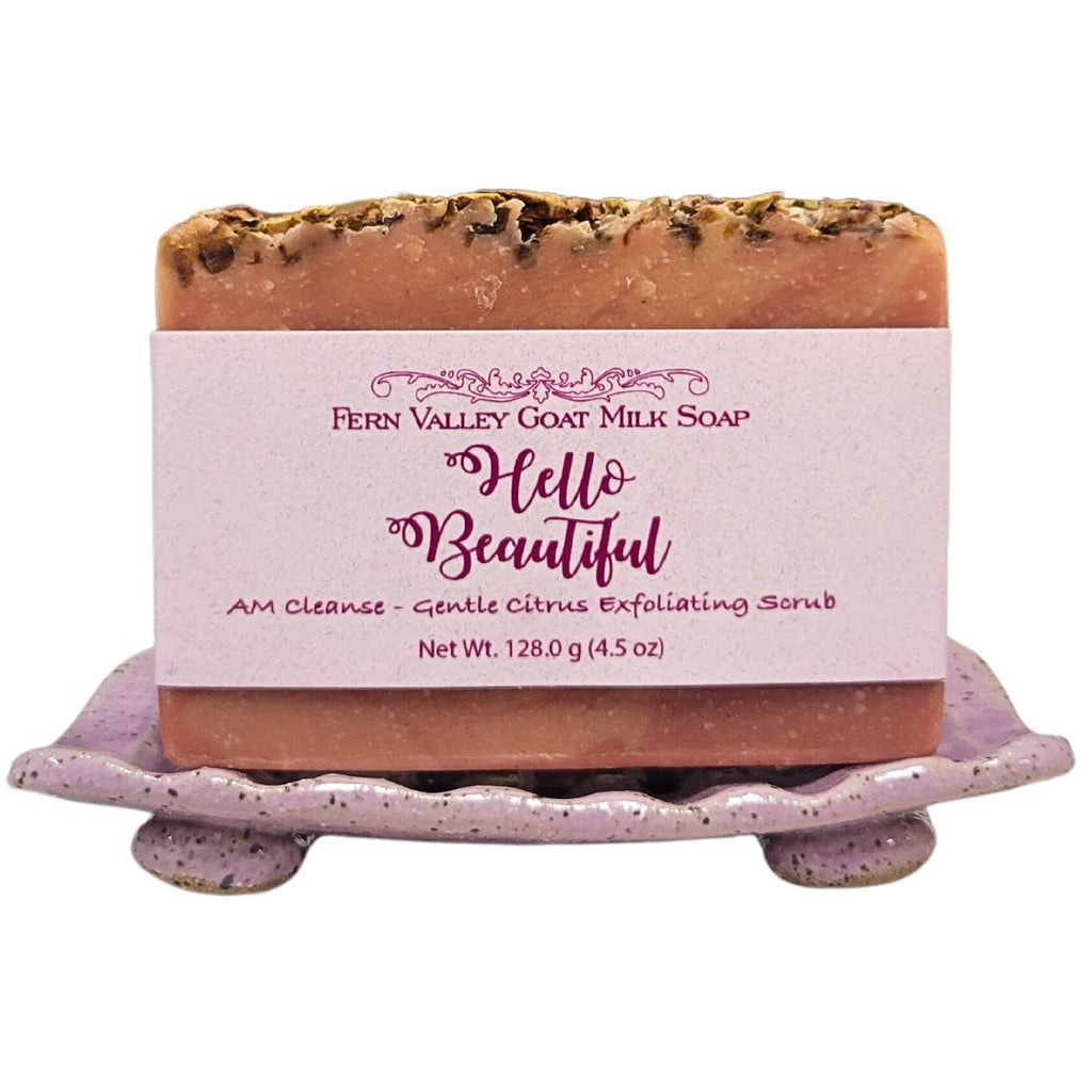 Hello Beautiful | AM Cleanse Goat Milk Soap Bar | Rose & Citrus Face Cleanser
