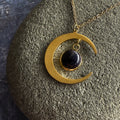 Blue Sandstone Crescent Moon Necklace