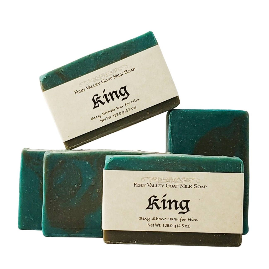 King | Exfoliating Goat Milk Soap Bar | Teakwood & Mahogany Scent