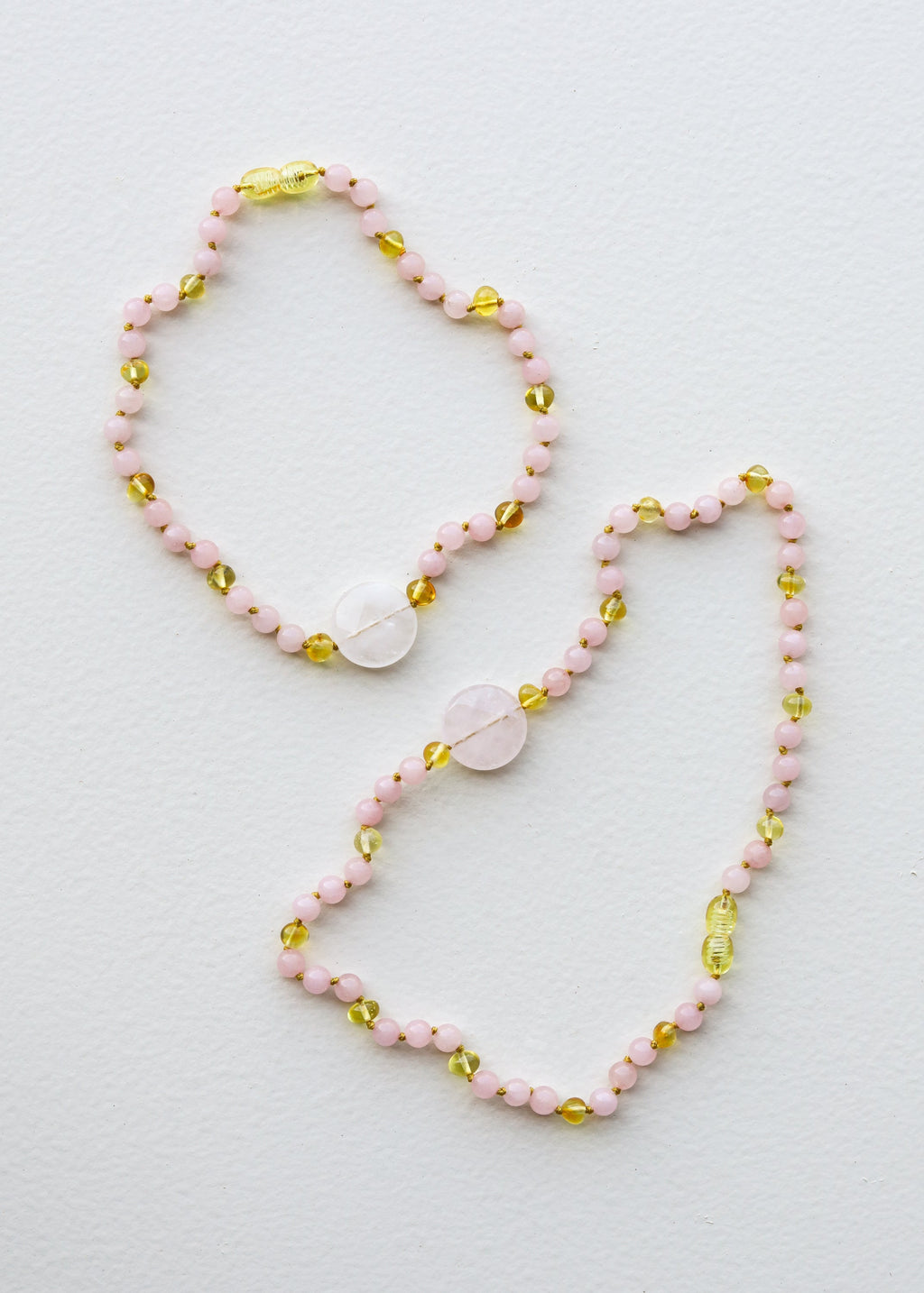 Rose Quartz & Honey Baltic Amber Necklace