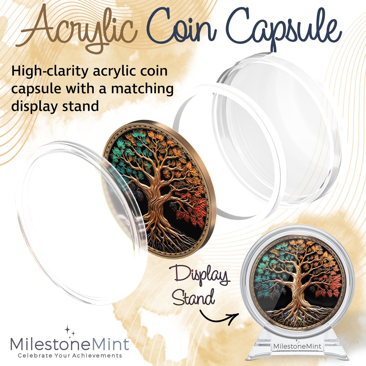 Tree of Life Affirmation Sobriety Coin Gift Set - Multicolor