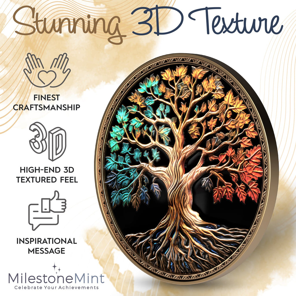 Tree of Life Affirmation Sobriety Coin Gift Set - Multicolor