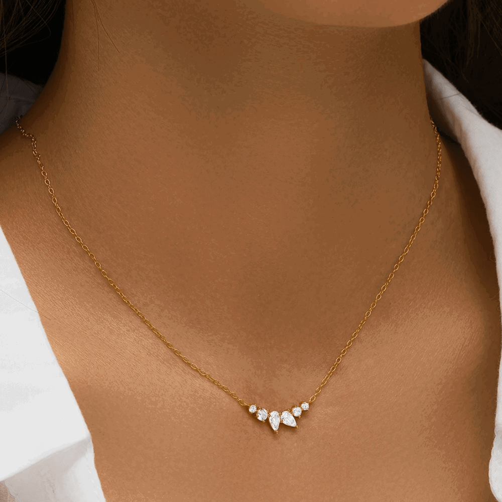 Pear & Round Cut CZ Necklace
