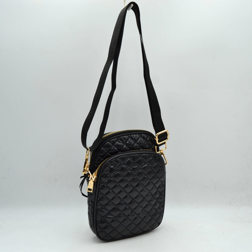 Quilted Puffer Multi-Zip Crossbody Bag