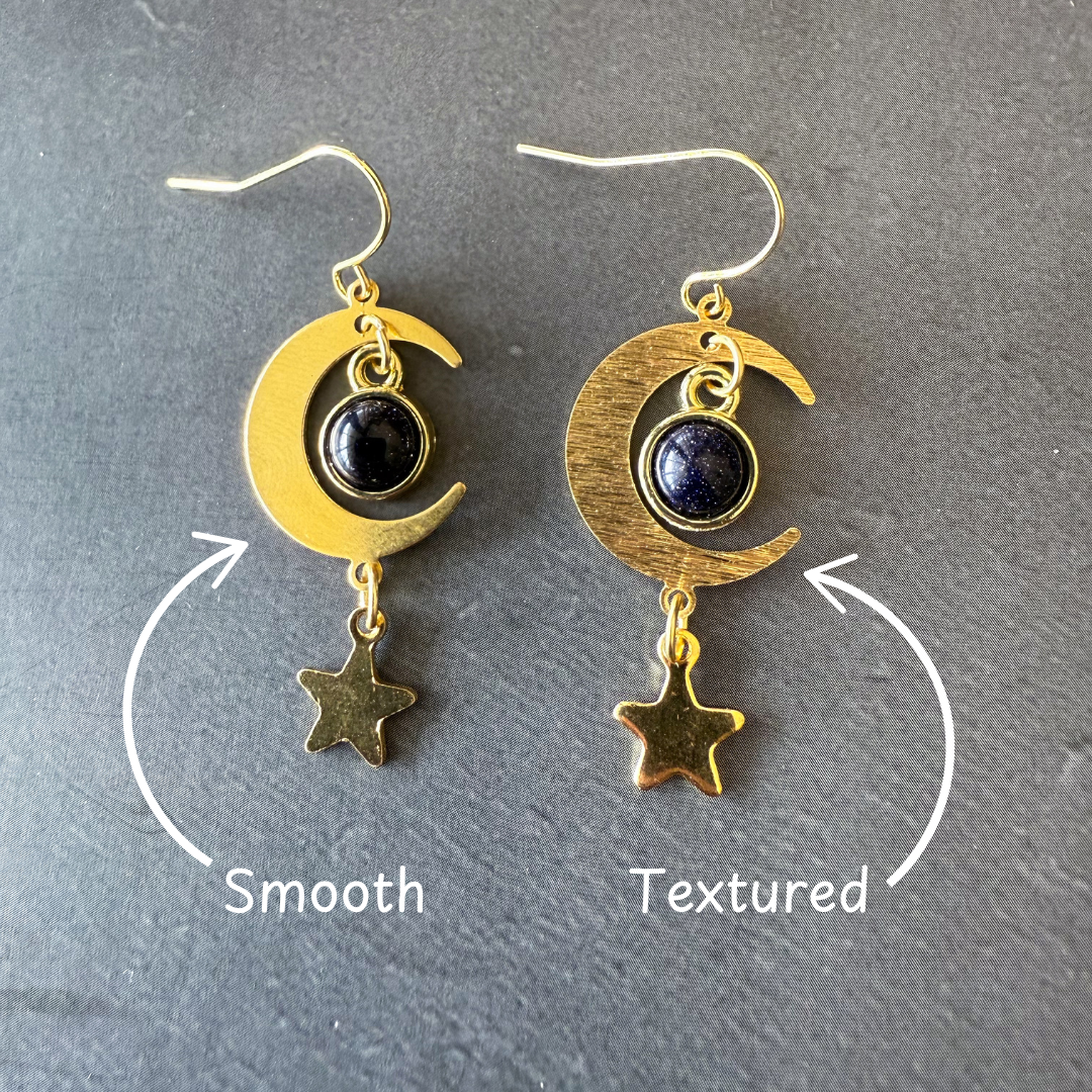 Blue Sandstone Crescent Moon Earrings