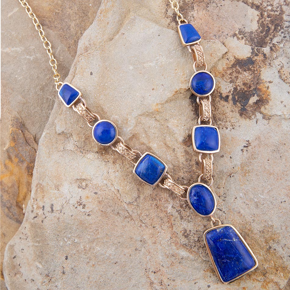 Blue Lapis Golden Pendant Necklace
