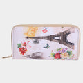 White Eiffel Tower & Big Ben Flower Print Wallet